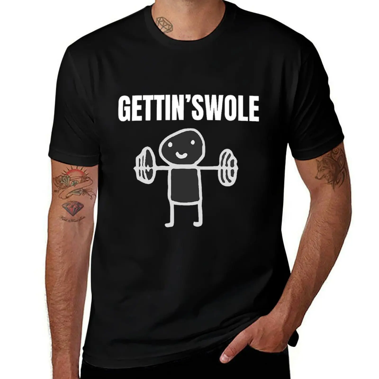 Gettin Swole Mens T Shirts Cotton Short Sleeve T-Shirt Crew Neck Tees Casual Shirt