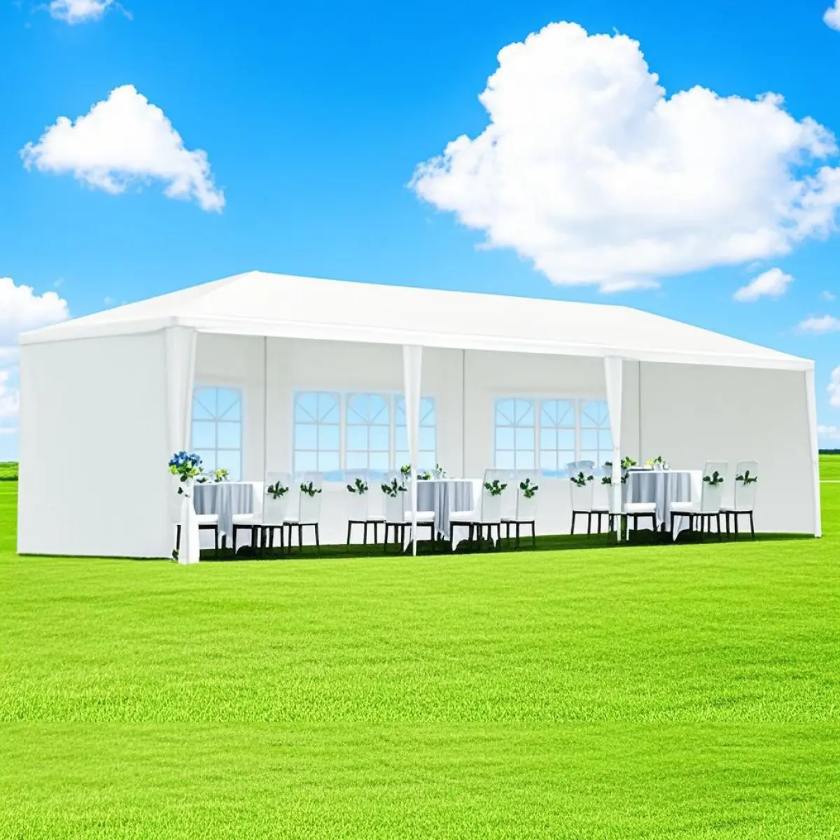 Aobtkel®10x30' Outdoor Garden Gazebo Wedding Party Tent Canopy Marquee with 5 Removable  Sidewalls