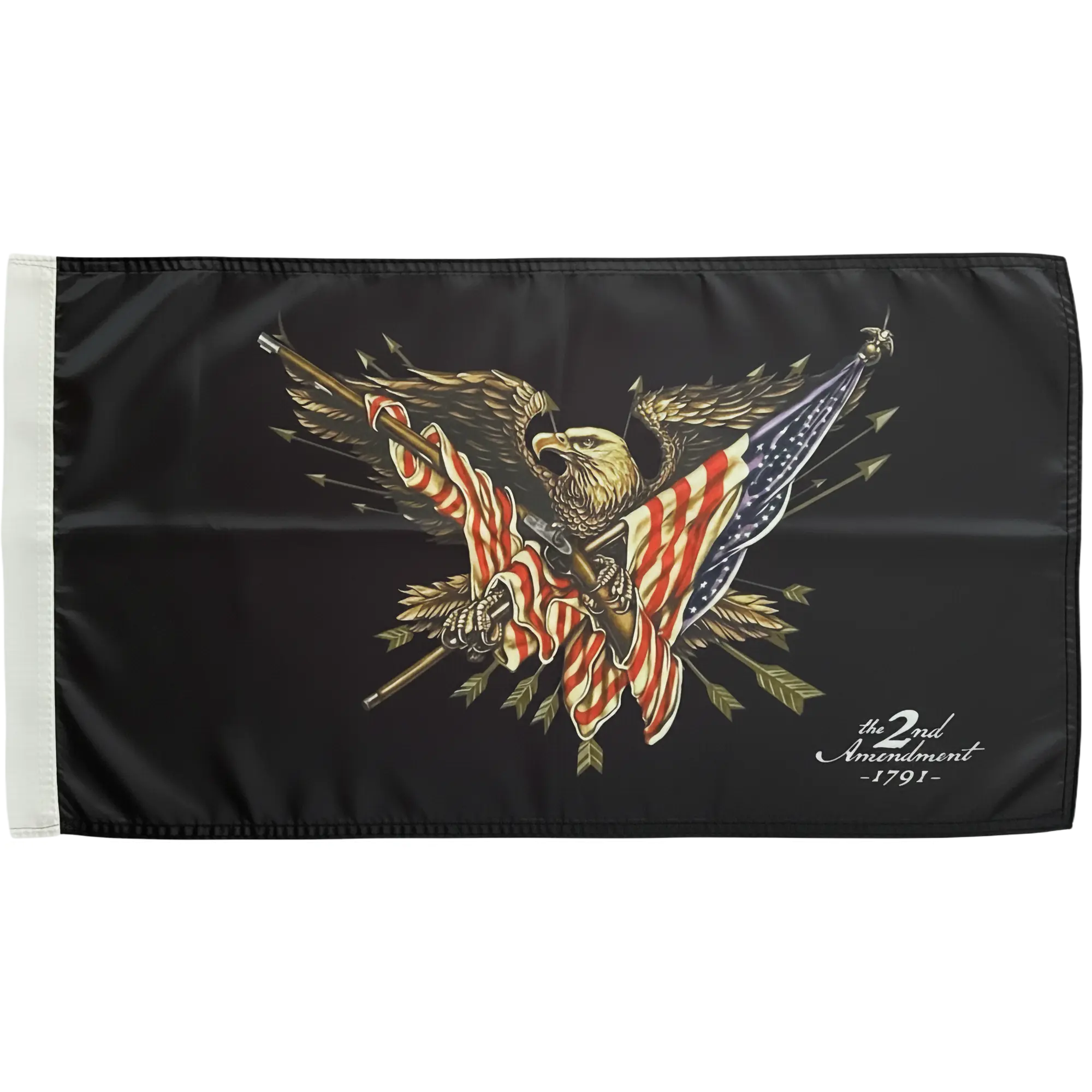 JLP Premium Flag 19X12 in Decorative Safety High Visibility Polyester Weather Resistant 1/2 In Sleeve Out/ In-Door Off Road Sports Second Ammendment