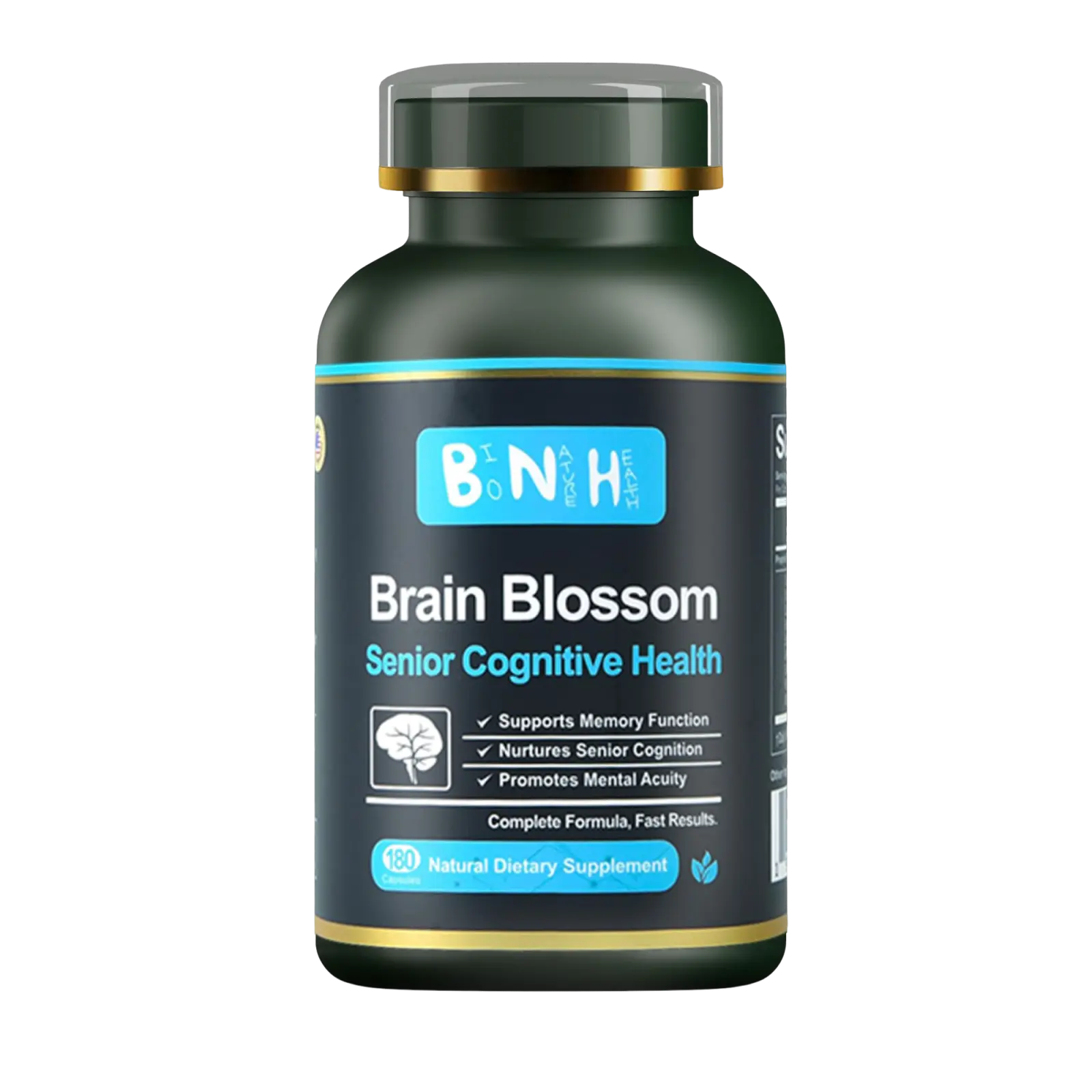 Brain Blossom SaffronCore Brain Support Capsules, Made in USA - Proprietary 19-Botanical Nootropic Formula with Saffron, Reishi Mushroom, Turmeric & Ginseng for Focus, Memory & Mental Clarity, Caffeine-Free, 180 Capsules