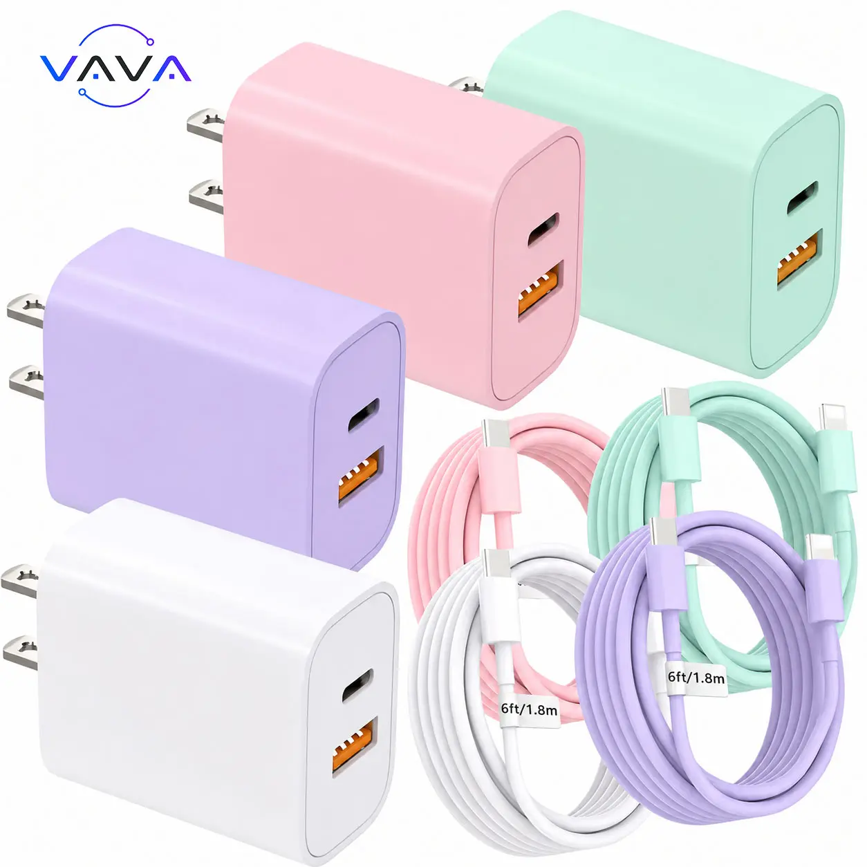 6FT iPhone 17/16/15 Charger, Fast Charging Type-C Charger, Portable Dual-Port USB-C/A Fast Charger Adapter with 6FT Cable, Compatible with iPhone 17 Pro Max / 16 Plus / 16 Pro / 16 Pro Max / iPhone 15 / 15 Pro Max / Samsung & Android