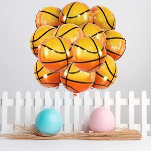 12pcs 18 Inch Basketball Balloons, Aluminum Foil Sport Party Balloons, Birthday Sports Theme Party Supplies Decorations
