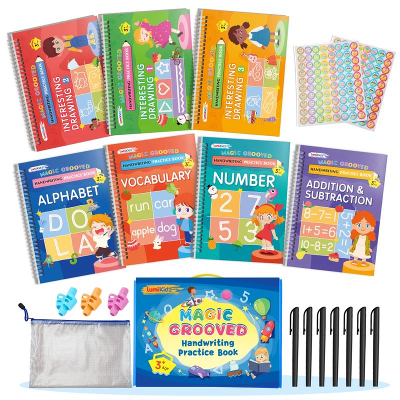 Grooved Notebook LumiKidz Reusable Grooved Handwriting Workbooks,2025 New writing ...