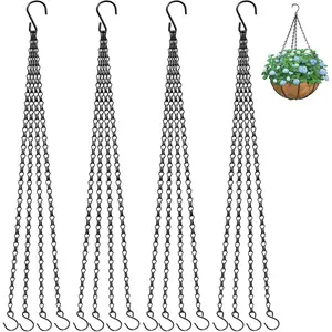 24 Inch Hanging Basket Chain with Hooks, Metal Planter Flower Pot Chain for Hanging Plants Outside, Adjustable Replacement Chain for Lanterns, Bird Feeders and Flowers