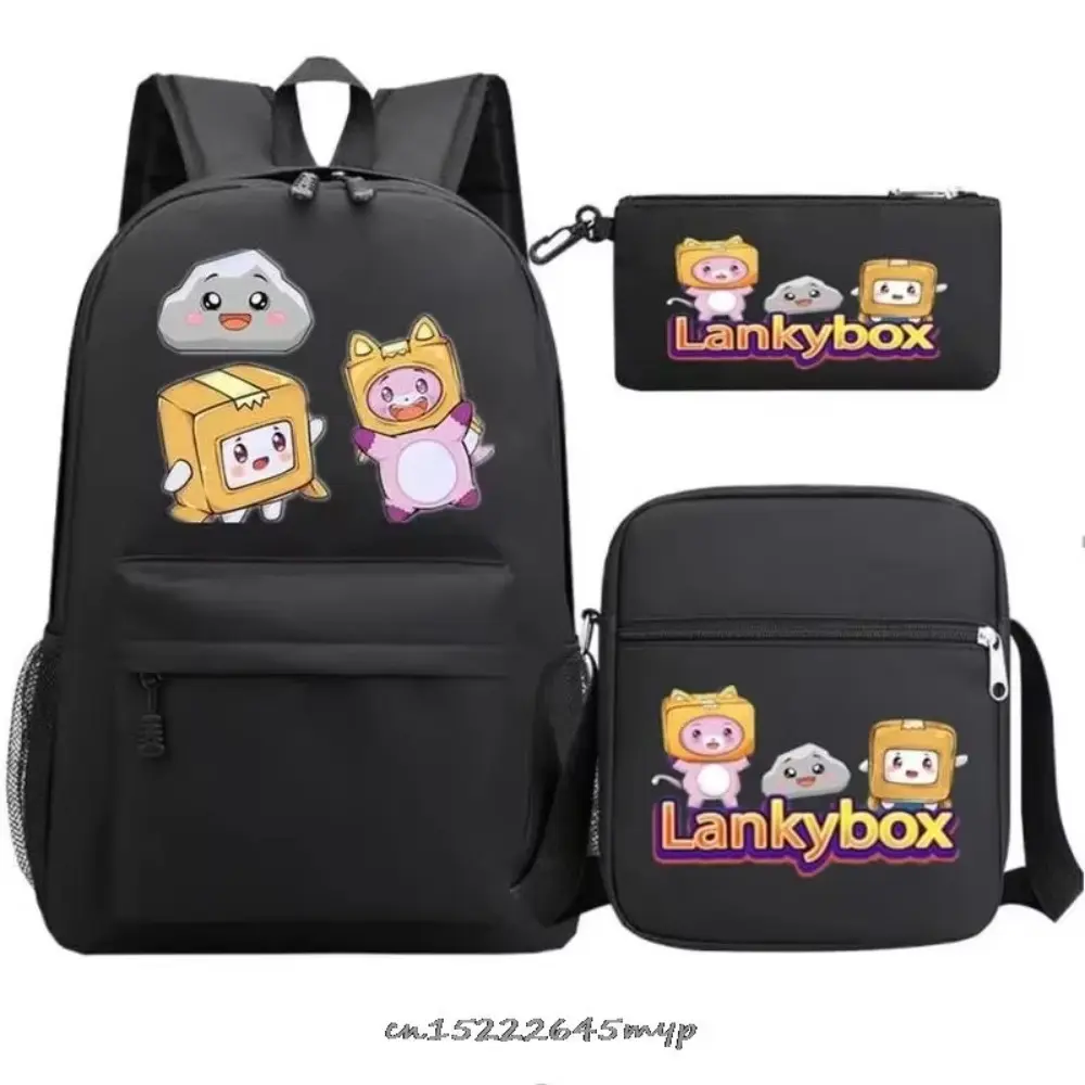 3 Pcs Set Lankybox School Bag College Student Women Men Backpack Trendy Travel Laptop Backpack Teens Daily Backpack Messenger