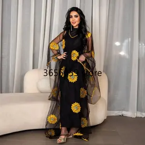 Plus Size Evening Dress Elegant Black Delicate Abaya Prom Gown S-2XL Beautiful Banquet Women Wear