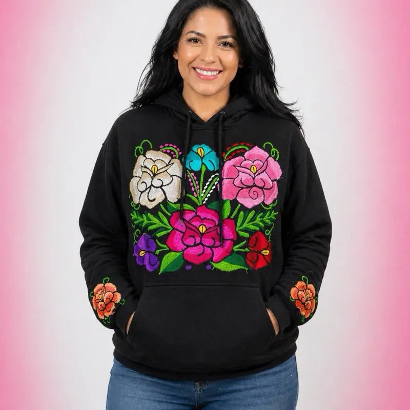 Sudaderas XL $39 -  Artesanal Hoodie – Comfort Meets Color  Cozy, colorful, and one of a kind  This handmade hoodie features vibrant Mexican floral embroidery, crafted by skilled artisans - sudadera
