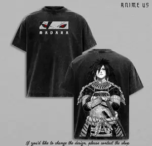 Uchiha Madara Shirt Uchiha Clan Narut0 Anime Graphic Tee Vintage Washed Oversized Unisex Streetwear Shinobi Manga Shirt Gift
