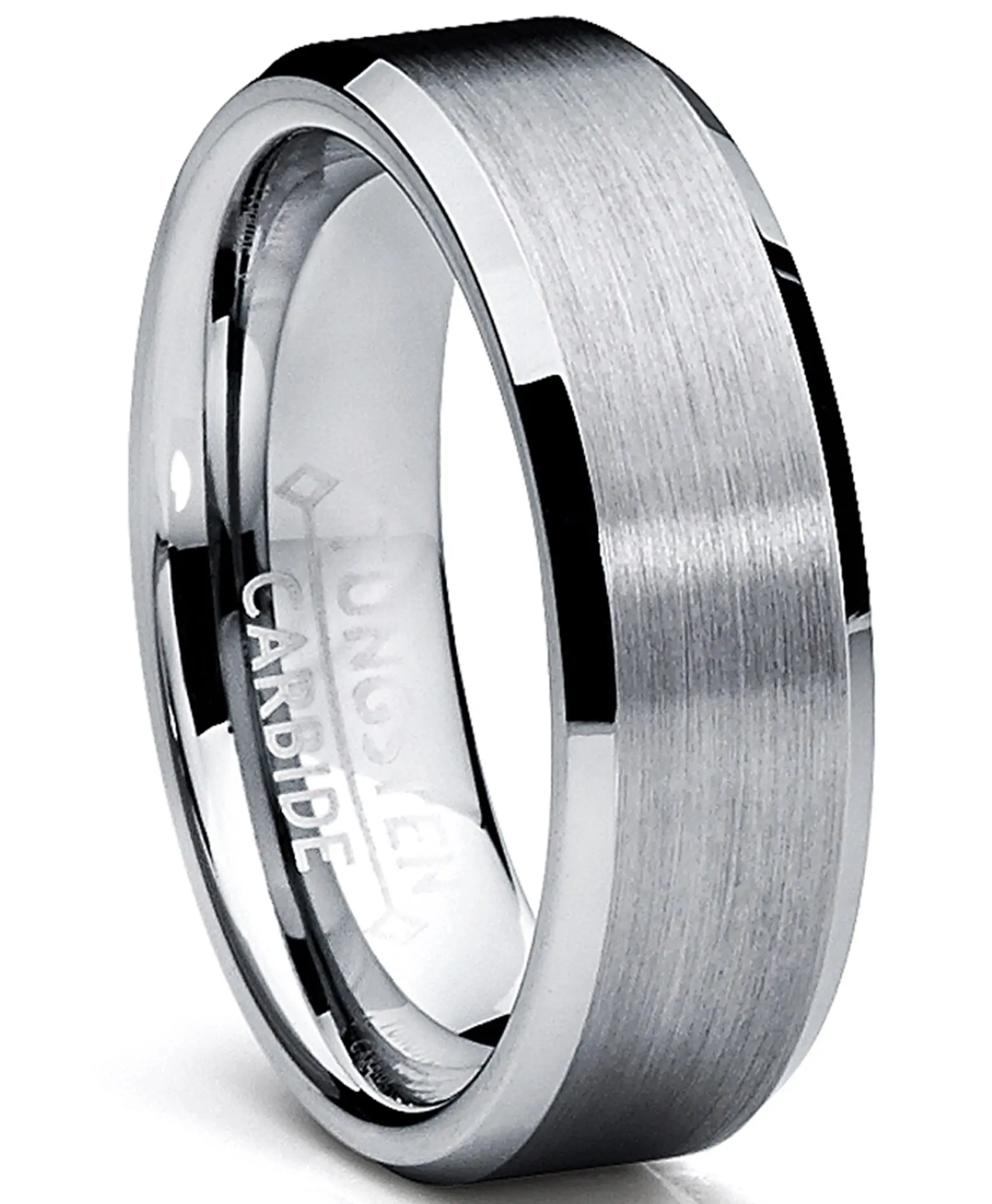 Men's 6MM High Polish-Matte Center Tungsten Carbide Ring - Hypoallergenic Laser Engraved Ring, Band Sizes 5 to 13, Tungsten Carbide Rings, Rings