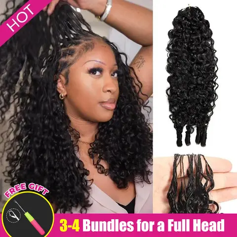 ISEE HAIR Burmese Curly Crochet Braid Hair Extensions Miracle Knots Human Hair Extensions Pre-Separated 50g/Pack (32-38 Strands Per Pack）– Knotless Boho Braids Vacation Hair#TikTokShopFallDealsForYou