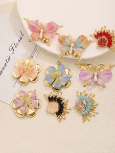 Women's Stainless Steel Butterfly Flower Pendant Necklace Bracelet Earring Set, Boho Style DIY Jewelry Making Supplies