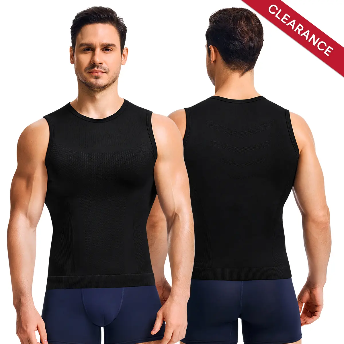 【Clearance】Nebility Men's Shapewear Vest - High Elasticity Micro Compression Shirt, Waist Tightening & Slimming, Moisture Wicking Quick-Dry 3D Breathable Fabric, Crew Neck，fathersdaygift