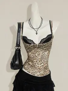 ARTYOTI Leopard Sheer Camisole Black Lace Bra Two Piece Set Night Luxe