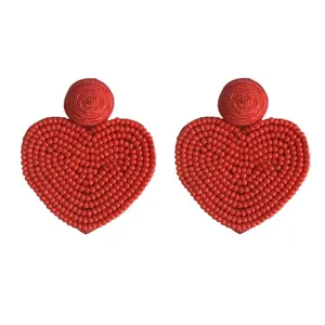 Beaded Heart Earrings