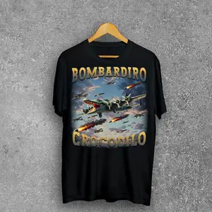 Bombardiro Crocodilo Funny Brain Rot Tshirt, Meme Shirts, Stupid Gifts, Weird Clothes, Unhinged Tee, Unisex Short Sleeve Tee