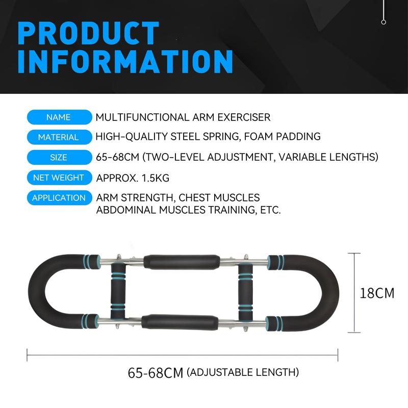 Twister Arm Exerciser Adjustable Spring Workout Bar for Forearm Triceps Chest Strengthener Portable Home Fitness Equipment U60-100lbs Kit