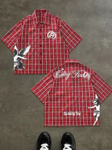 Men's Plaid Checked Polo Shirt, Button-Up Casual Top, Outdoor Party Wear, Comfortable Street Style, All-Season Fashion