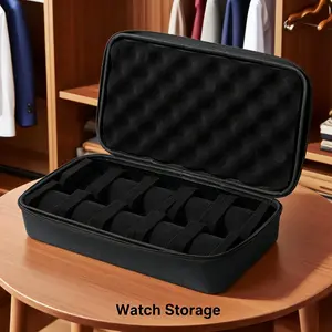 10-Slot Rectangle Watch Storage Box - Fashionable Watch Accessories, Polyester Hard Shell with Flip Top Closure, Watch Display Organizer for Watch Collection | Durable & Protective | Ideal for Gifts Watchbox