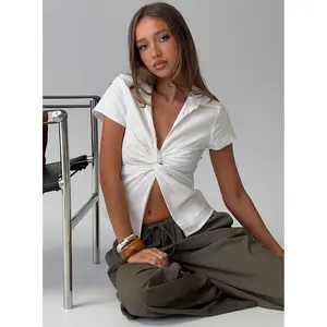 Lover Blues Twist Top White