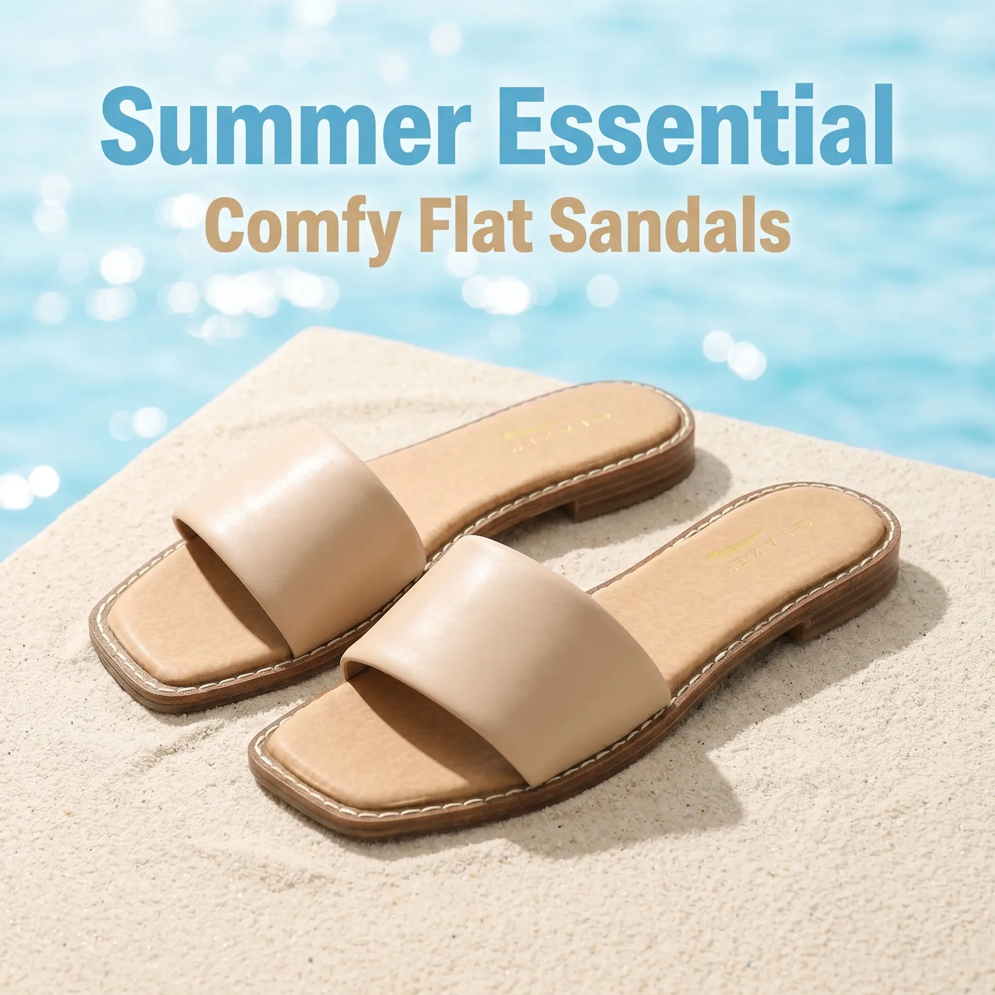 Zovrwin Women's Slide Sandals, Open Toe Slip-On Flat Slippers, Casual Summer Daily & Beach Shoes with Multiple Styles