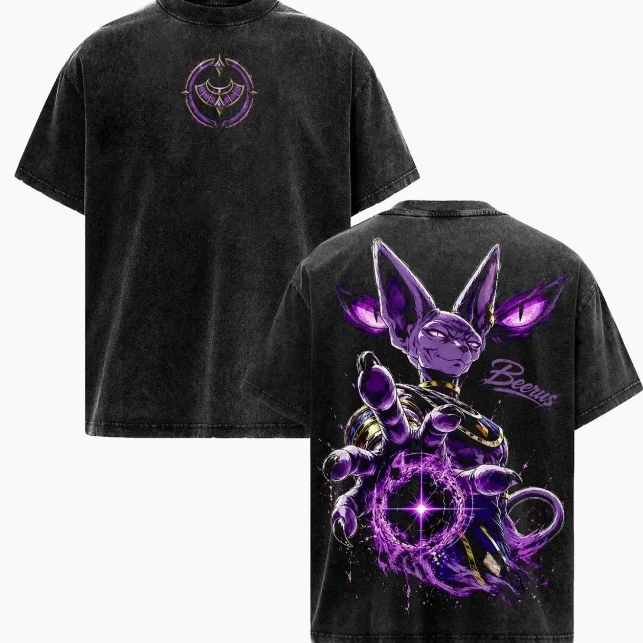 Beerus DBZ Super Vintage Anim3 Tee, God of Destruction Hakai Graphic Shirt, Heavy Cotton Oversized Streetwear T-Shirt, Unisex Anim3 Fan Gift 4