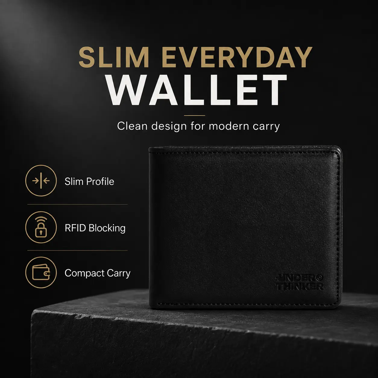 UNDER THINKER Mavo Mens Wallet, Wallets for Men, RFID Slim Bifold Faux Leather Wallet with ID Window, Up to 9 Cards, Gift for Dad TDF 0810