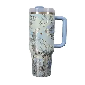 Laser Engraved Sea Turtle Tumbler 30 oz/40 oz Reusable Cup for Everyday Use & Gifting Intricate Underwater Design Durable Material Animals Ocean Drinkware Beverage Mug