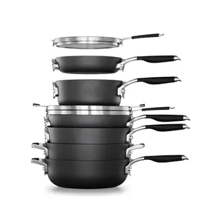 Calphalon 9PC Hard Anodized Aluminum Set Fry Pan Dutch Oven Cookware Pans Calphalon 9PC Hard Anodized Aluminum Set Fry Pan Dutch Oven Cookware Pans
