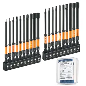 Impact Hex Head Allen Wrench Drill Bit Set 10pcs, Metric & SAE, Hex-Shank S2 Steel Hex Bits Set, CNC Machined Tips with Magnetism, 4" Long with Storage Box