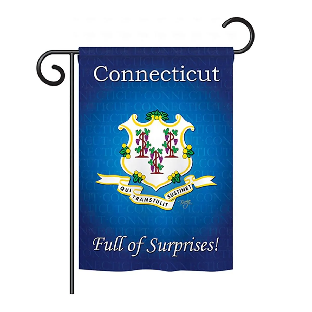 Breeze Decor BD-SS-GS-108138-IP-BO-D-US13-BD 13 x 18.5 in. Connecticut Americana States Impressions Decorative Vertical Double Sided Garden Flag Set with Banner Pole