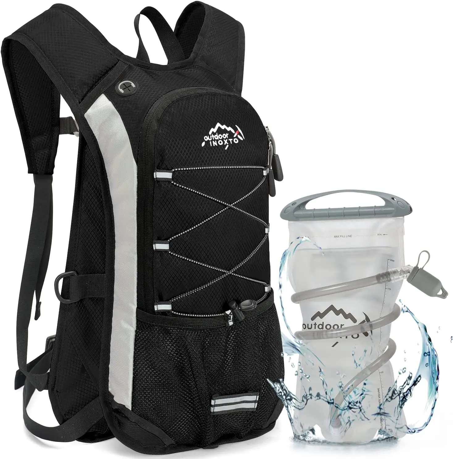 IX INOXTO Hydration Pack Backpack, Lightweight Water Backpack with 2L Leakproof Hydration Bladder Daypack for Men Women,Running Hydration Vest for Outdoor Trail Running Hiking Cycling Race Climbing