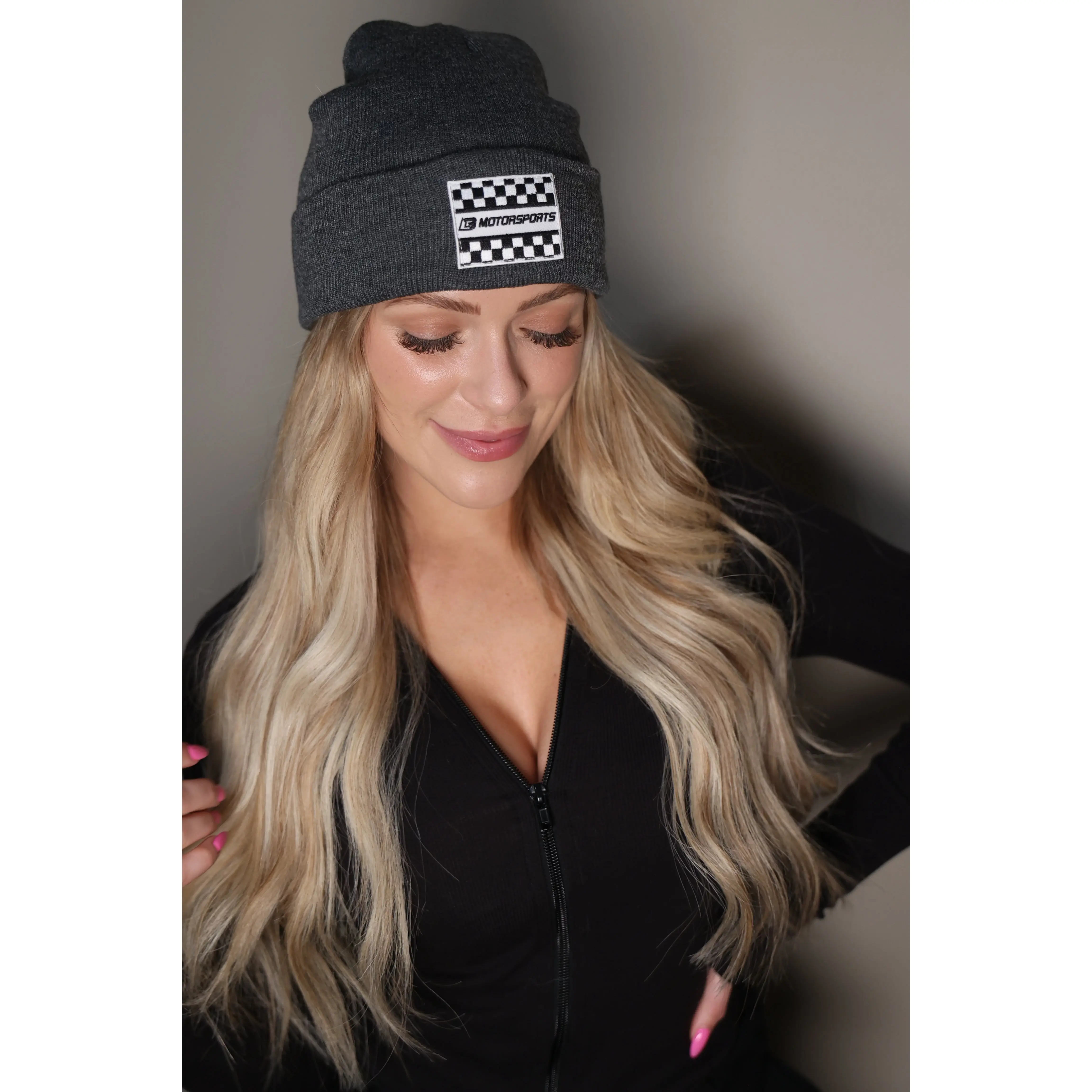 Charcoal Grey Checkered Beanie