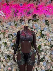 Bottlegirl Outfit Black Metallic Bodysuit