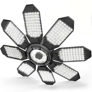 Super Bright LED Garage Light Bulb, 8+1 Adjustable Panels, E27 Screw Socket, Ideal for Garages & Shops, Durable Design