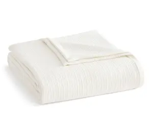 Martha Stewart Bedford Tile Pearl White Cotton Twin Blanket