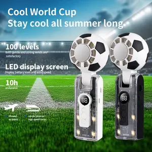 1pc Portable Football High-Speed Handheld Fan, Summer LED Display 5-Speed Foldable Fan, 13000 Rpm Strong Wind, USB Rechargeable for Outdoor Activities, Travel and Work