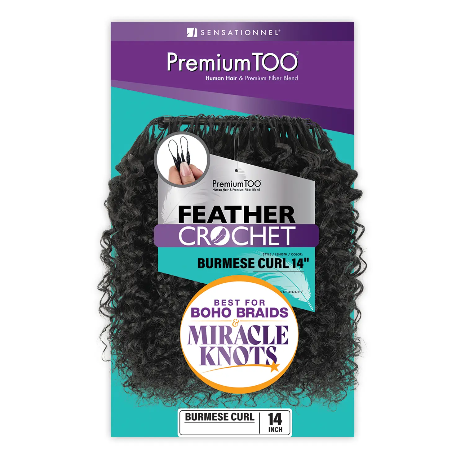 Sensationnel Human Hair Blend Crochet Braids Premium Too Feather Crochet Burmese Curl (14" -22")