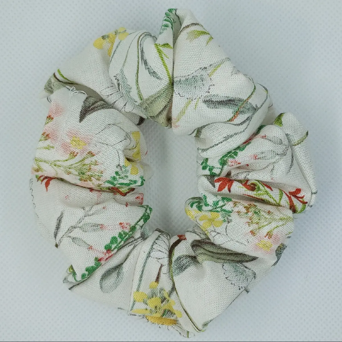 Unisex One Size Soft Cotton Scrunchie - Nature Theme Fabric Hair Accessory, Floral Print, Secure Hold, No Hair Damage, Everyday Casual Elegant Fashion Piece