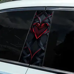 2 Piece Dark Love Red Creative Graphic Car Sticker - B-pillar Protector, Self-Adhesive Glossy Plastic Sticker for Windows, Walls - Easy to Apply, Durable Exterior Accessories, Vehicle Styling Design | Auto Accessories