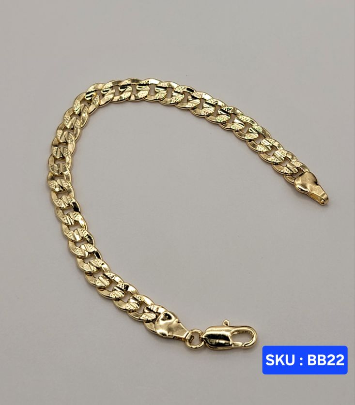 Bracelet Cuban Link Style Laminated-Gold 6 Inches 6 Millimeters for Babies & Small Kids Size Jewelry Accessory