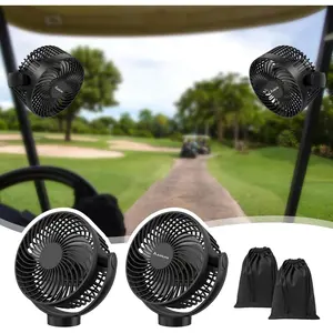 2-Pack Magnetic Golf Cart Fan – Rechargeable 12000mAh, 3 Speeds, LED Lantern, Magnetic Base, Portable, Fits EZGO, Club Car, Yamaha, Golf Cart & Cruise Ship