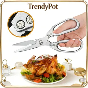 Kitchen Scissors All Purpose -FallFreshness- Stainless Steel Kitchen Shears, Sharp Silver Meat Scissors, Dishwasher Safe, Poultry Shears, Japanese Cooking Scissors for Food, Chicken Bones, and Turkey, Christmas Gift!