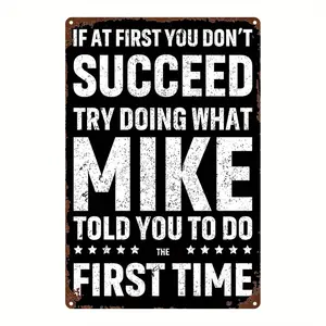 2D Flat, 1pc Metal Sign, Mike's Advice, Square Iron Wall Art, 8x12 Inches (20x30cm), Perfect for Home, Bar, Garage, Club & Cafe Decor, 2D Flat