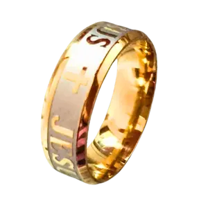 Large Size 8mm Jesus Cross Letter Bible Wedding Rings