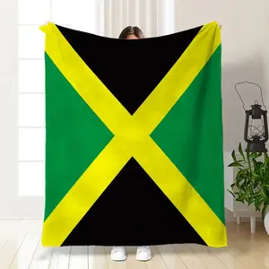 Classic Jamaica Flag Color Plush Blanket, Modern Style Sofa Nap Blanket, Throw Blankets, Unique Trendy Design, Soft and Cozy, Perfect for Relaxing