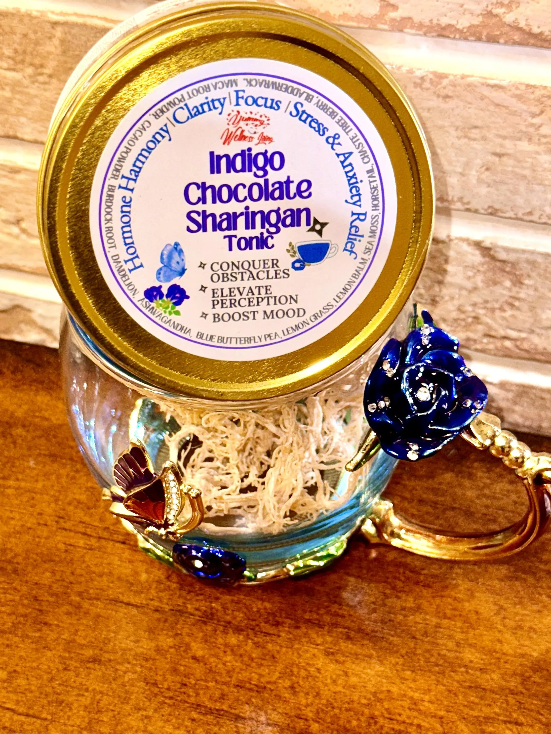 2Pack Bundle: Indigo Chocolate Sharingan Tonic Tea for Stress & Anxiety Relief and Mood Enhancement (Sea Moss, Bladderwrack, Herbs + Adaptogens)