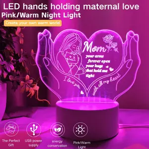 1pc 3D Illusion Night Light LED Neon Lights USB Powered, Bedroom Desktop Party Decoration Lamp, Mother's Day Thanksgiving Christmas Birthday Gift