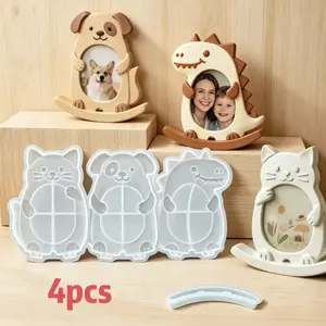 Seesaw animal photo frame resin silicone mold, cat glue drop mold, DIY home decoration gypsum decoration mold, puppy dinosaur epoxy resin photo frame silicone mold.