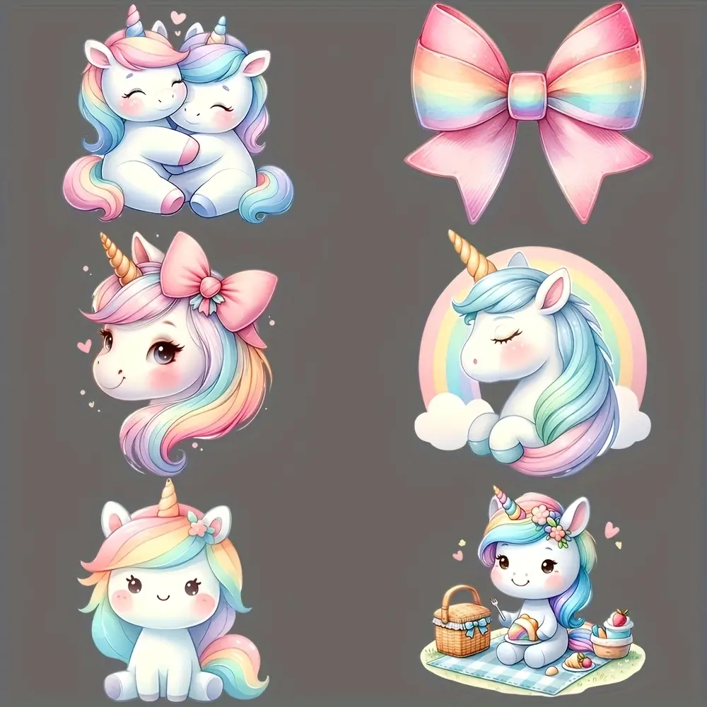 8pcs Cute Unicorn Iron-On Transfer Stickers, Washable Heat Transfer Patterns, DIY Clothing, T-Shirts, Masks, Jeans, Backpacks Art, DIY Craft Supplies