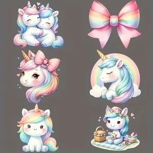 8pcs Cute Unicorn Iron-On Transfer Stickers, Washable Heat Transfer Patterns, DIY Clothing, T-Shirts, Masks, Jeans, Backpacks Art